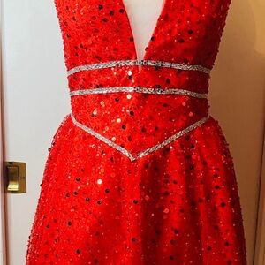 Source Unknown Red Sequin Midi Dress